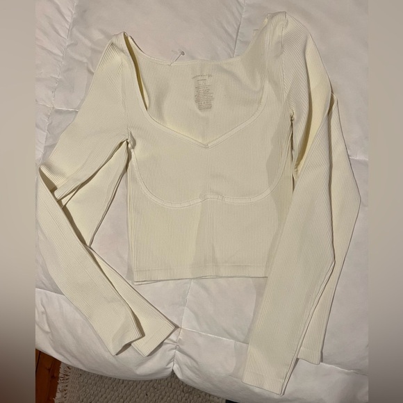 NWOT Free People Meg Seamless Ribbed Long Sleeve Cami in Ivory Sizes XS/S & M/L - Picture 8 of 10